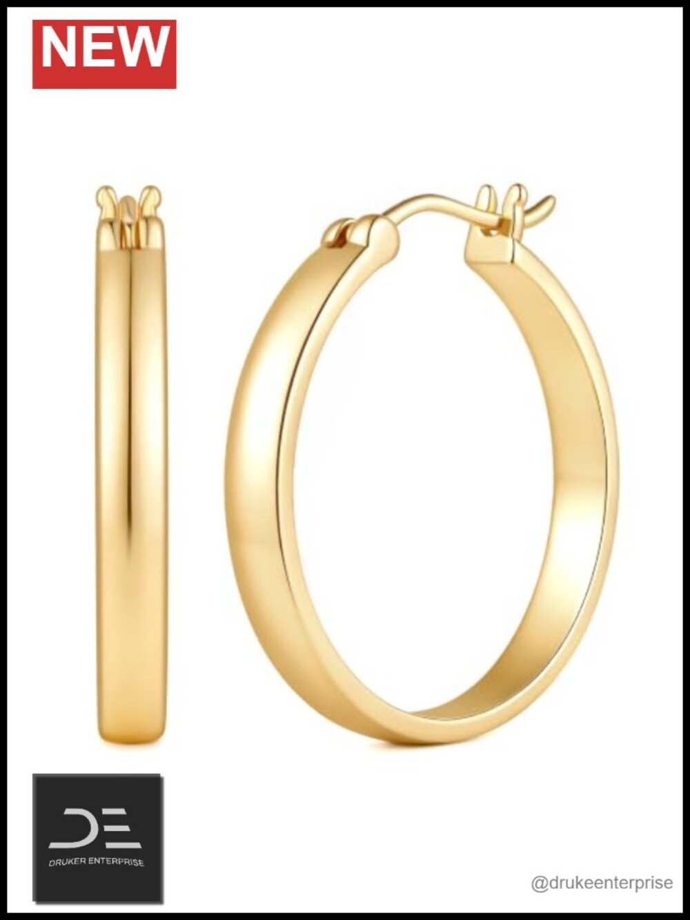 14K Gold Plated Hoop Earrings for Women Latch Back
